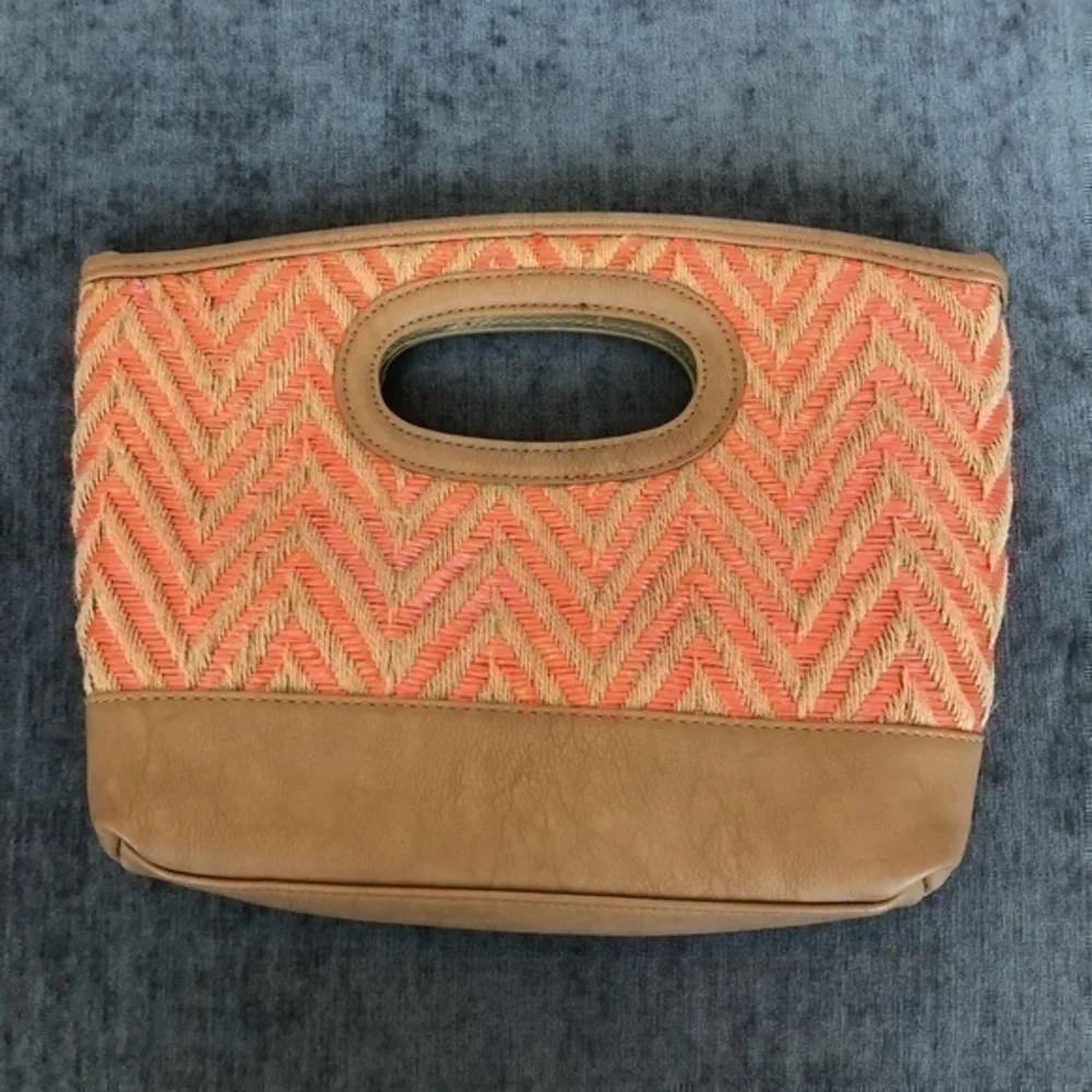 Rattan Clutch Bag Charming Charlie Chevron Handbag